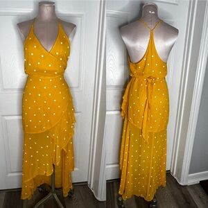 NWOT Beach Riot Assymetrical Embellished Flower Sequins Maxi Wrap Dress Sz S